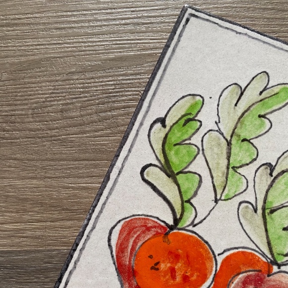 VTG 1960s 1970s Italian Ceramic Tile Radishes Art or Trivet - Picture 4 of 9